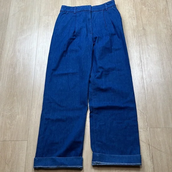 Favorite Daughter Favorite Pant Gramercy Denim Pleated Wide Leg Trouser, 6 1257 - Picture 3 of 11